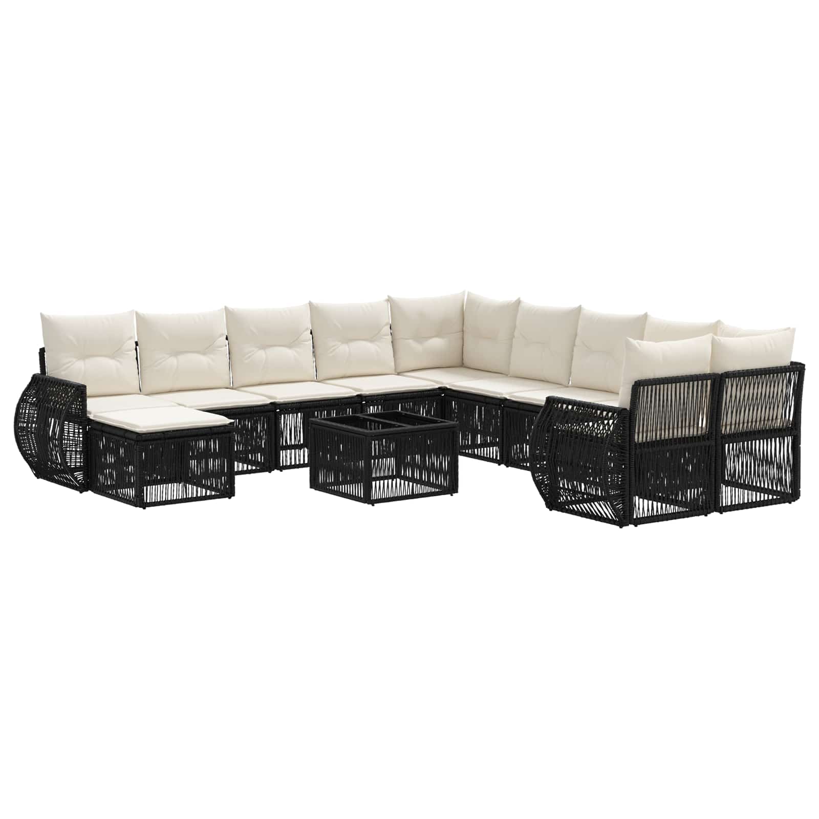 Set Divano da Giardino 12 pcs Nero polyrattan | homemem39