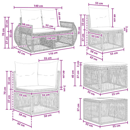 Set Divano da Giardino 12 pcs Nero polyrattan | homemem39