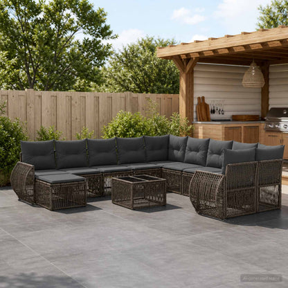Set Divano da Giardino 12 pcs Grigio polyrattan | homemem39