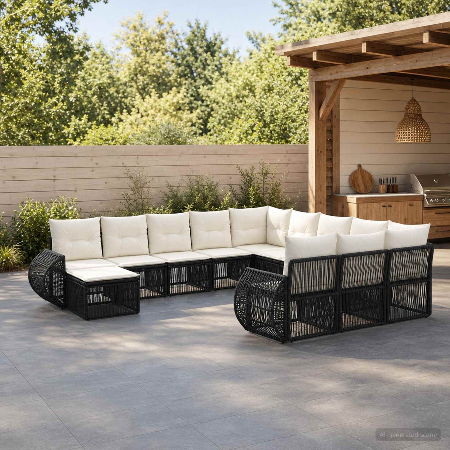 Set Divano da Giardino 12 pcs Nero polyrattan | homemem39