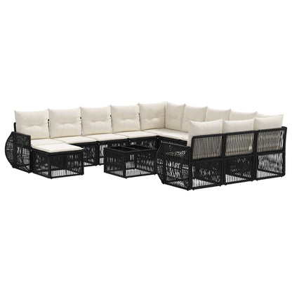 Set Divano da Giardino 13 pcs Nero polyrattan | homemem39