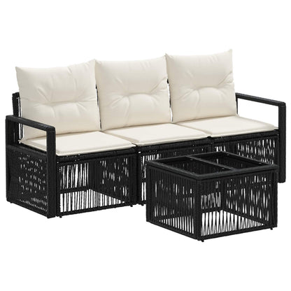 Set Divano da Giardino 4 pcs Nero polyrattan | homemem39