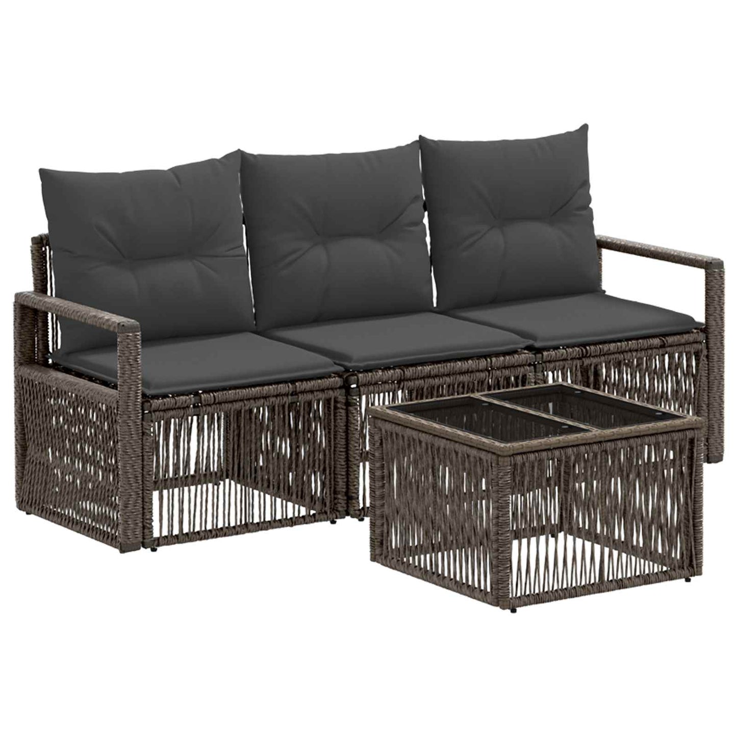 Set Divano da Giardino 4 pcs Grigio polyrattan | homemem39