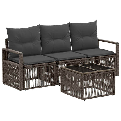 Set Divano da Giardino 4 pcs Grigio polyrattan | homemem39