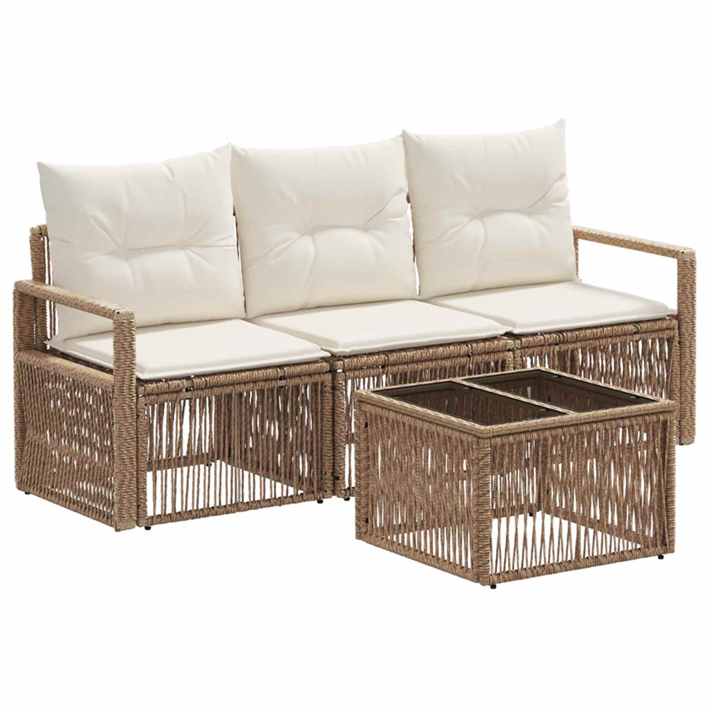 Set Divano da Giardino 4 pcs Beige polyrattan | homemem39