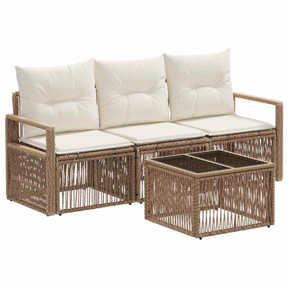 Set Divano da Giardino 4 pcs Beige polyrattan | homemem39