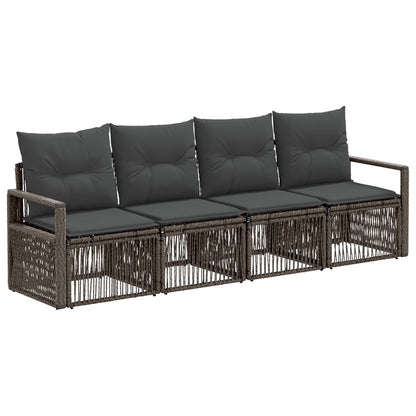 Set Divano da Giardino 4 pcs Grigio polyrattan | homemem39