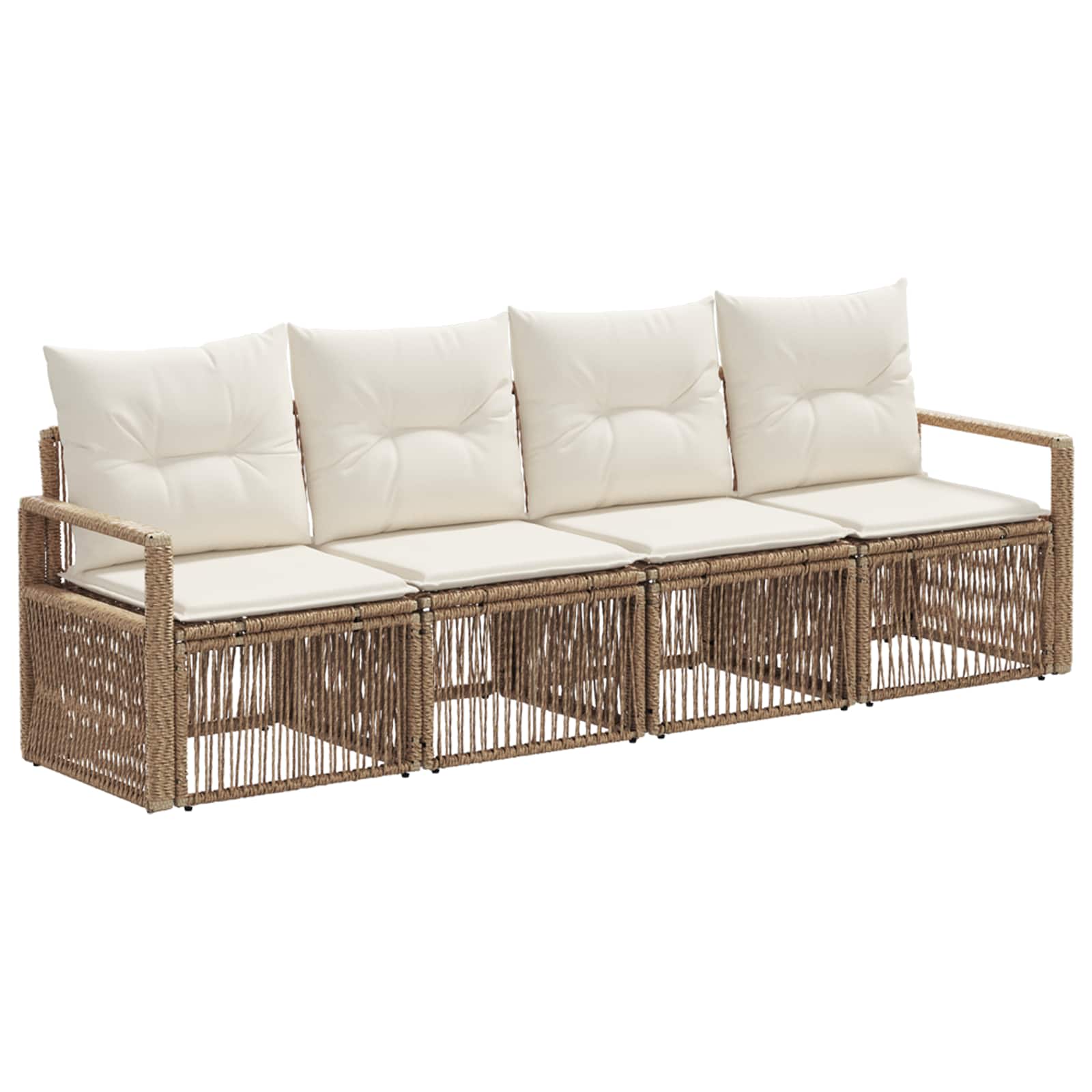 Set Divano da Giardino 4 pcs Beige polyrattan | homemem39