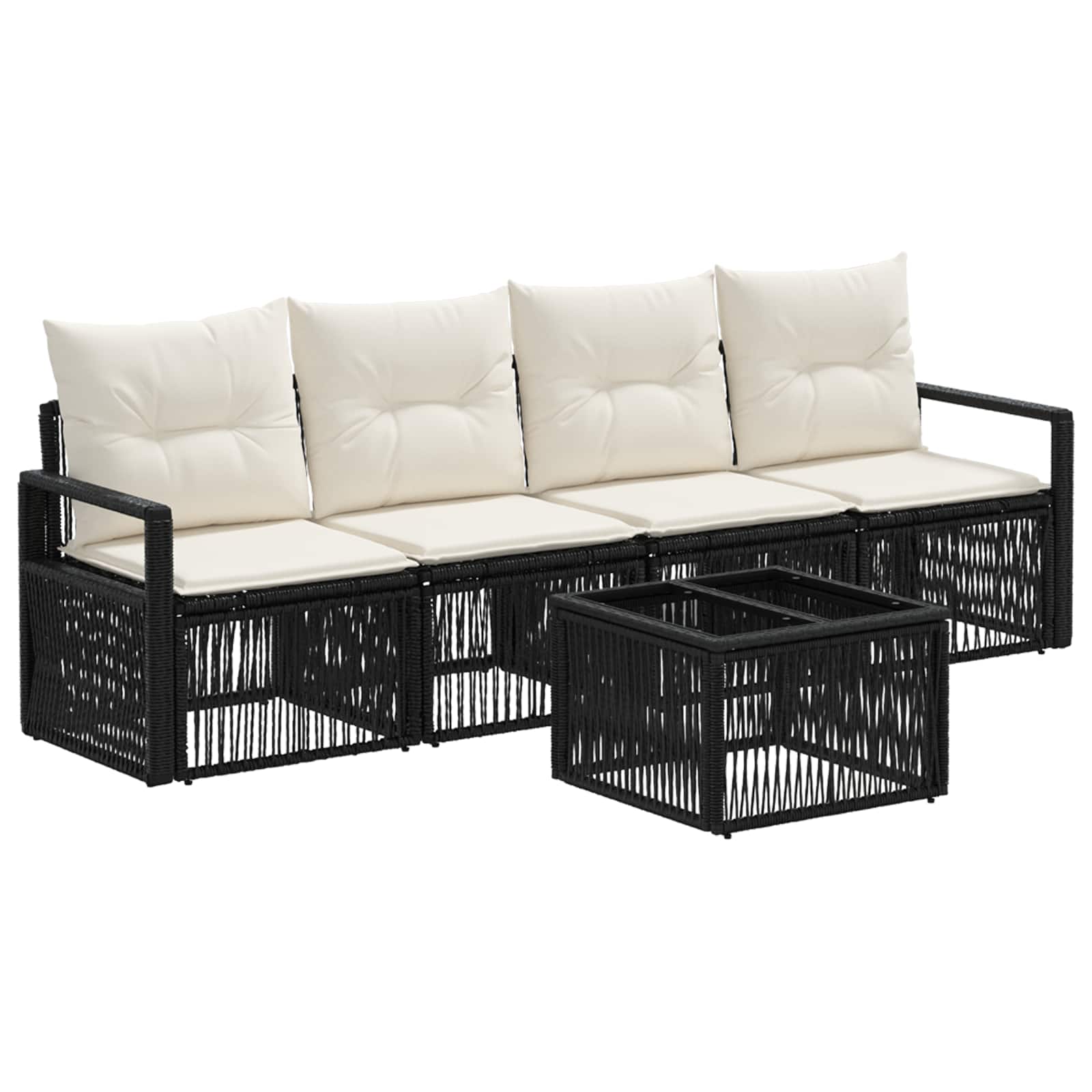 Set Divano da Giardino 5 pcs Nero polyrattan | homemem39