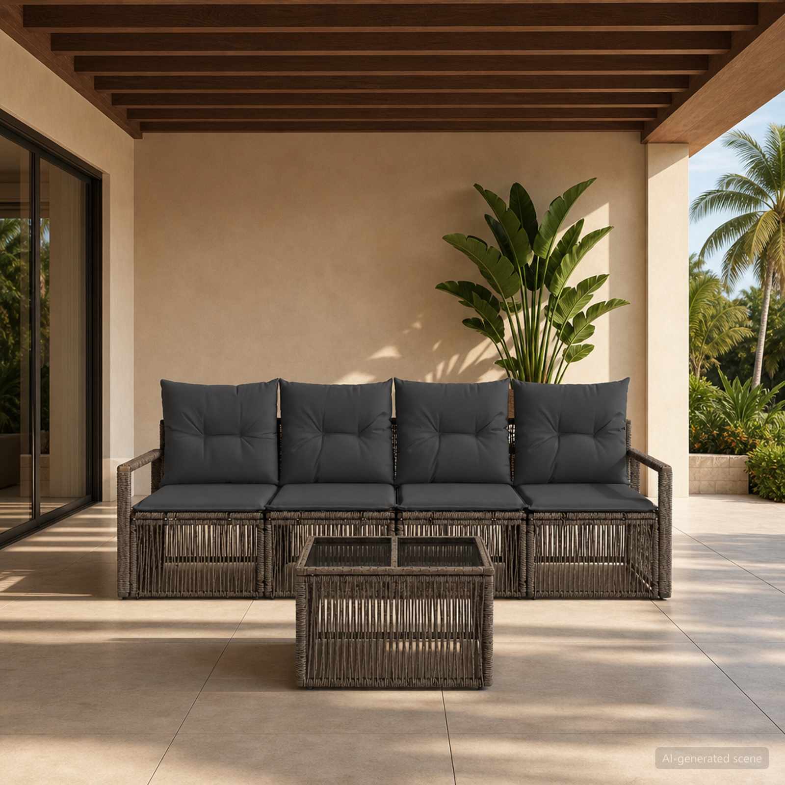 Set Divano da Giardino 5 pcs Grigio polyrattan | homemem39