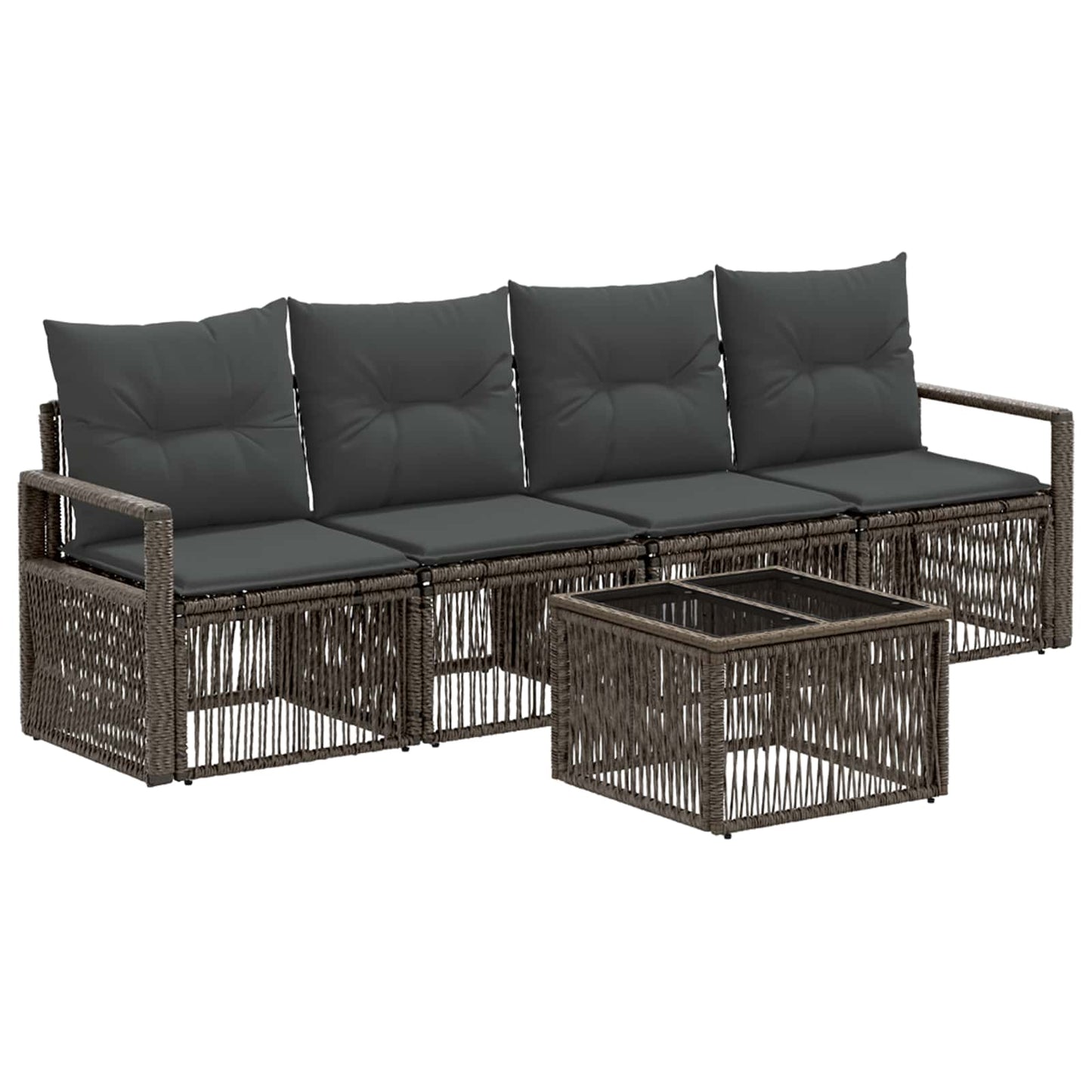 Set Divano da Giardino 5 pcs Grigio polyrattan | homemem39