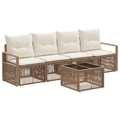 Set Divano da Giardino 5 pcs Beige polyrattan | homemem39