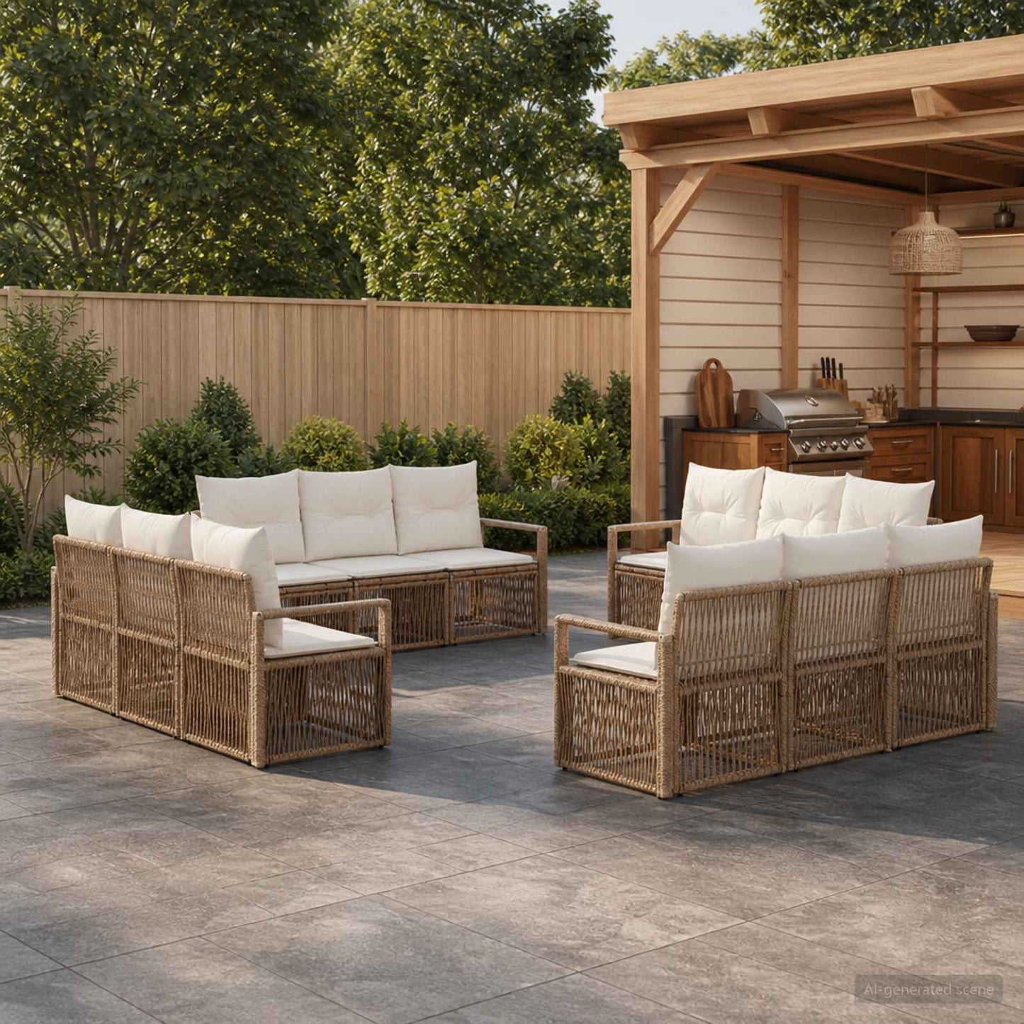 Set Divano da Giardino 12 pcs Beige polyrattan | homemem39