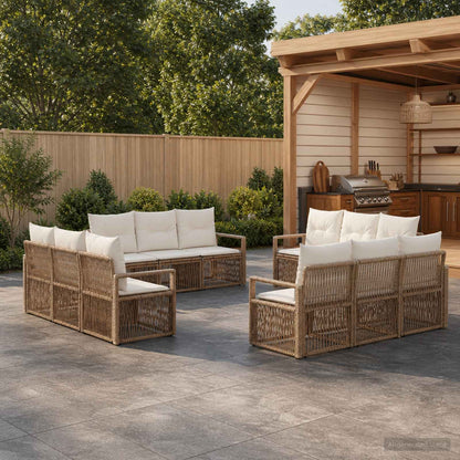 Set Divano da Giardino 12 pcs Beige polyrattan | homemem39
