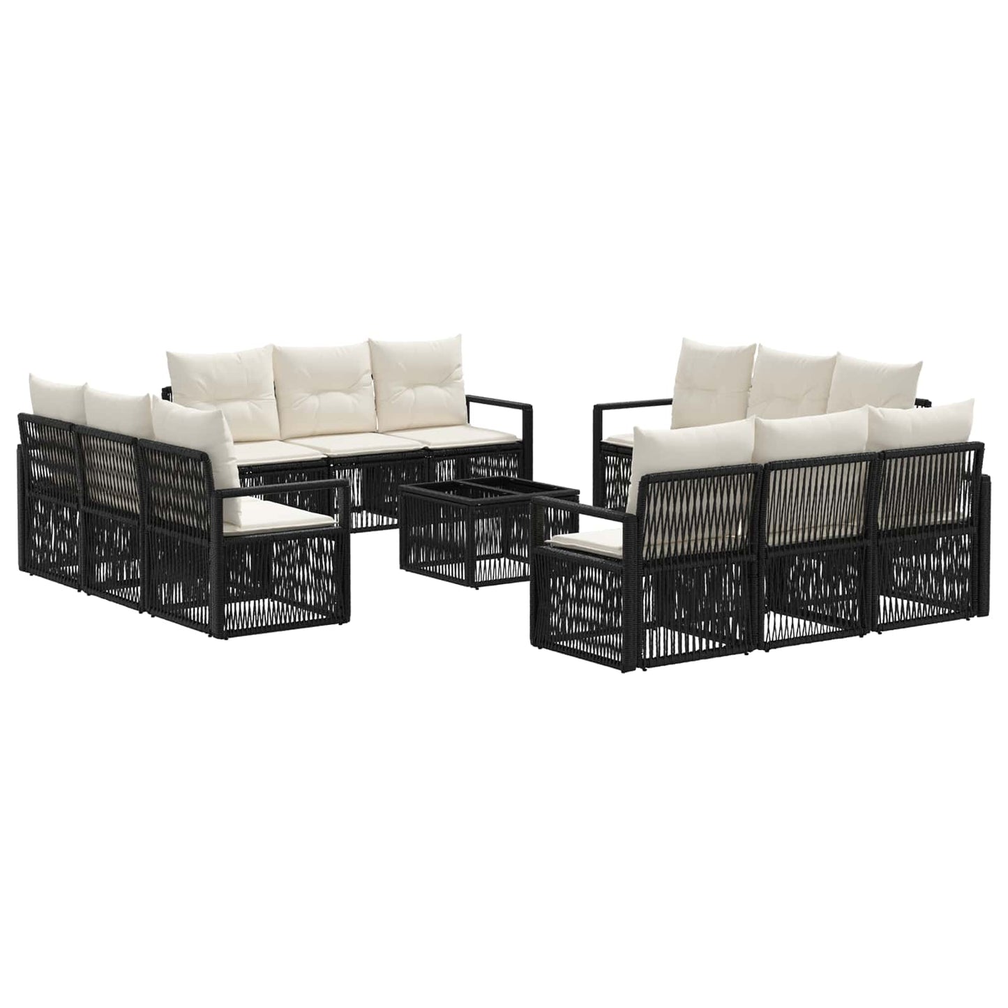 Set Divano da Giardino 13 pcs Nero polyrattan | homemem39