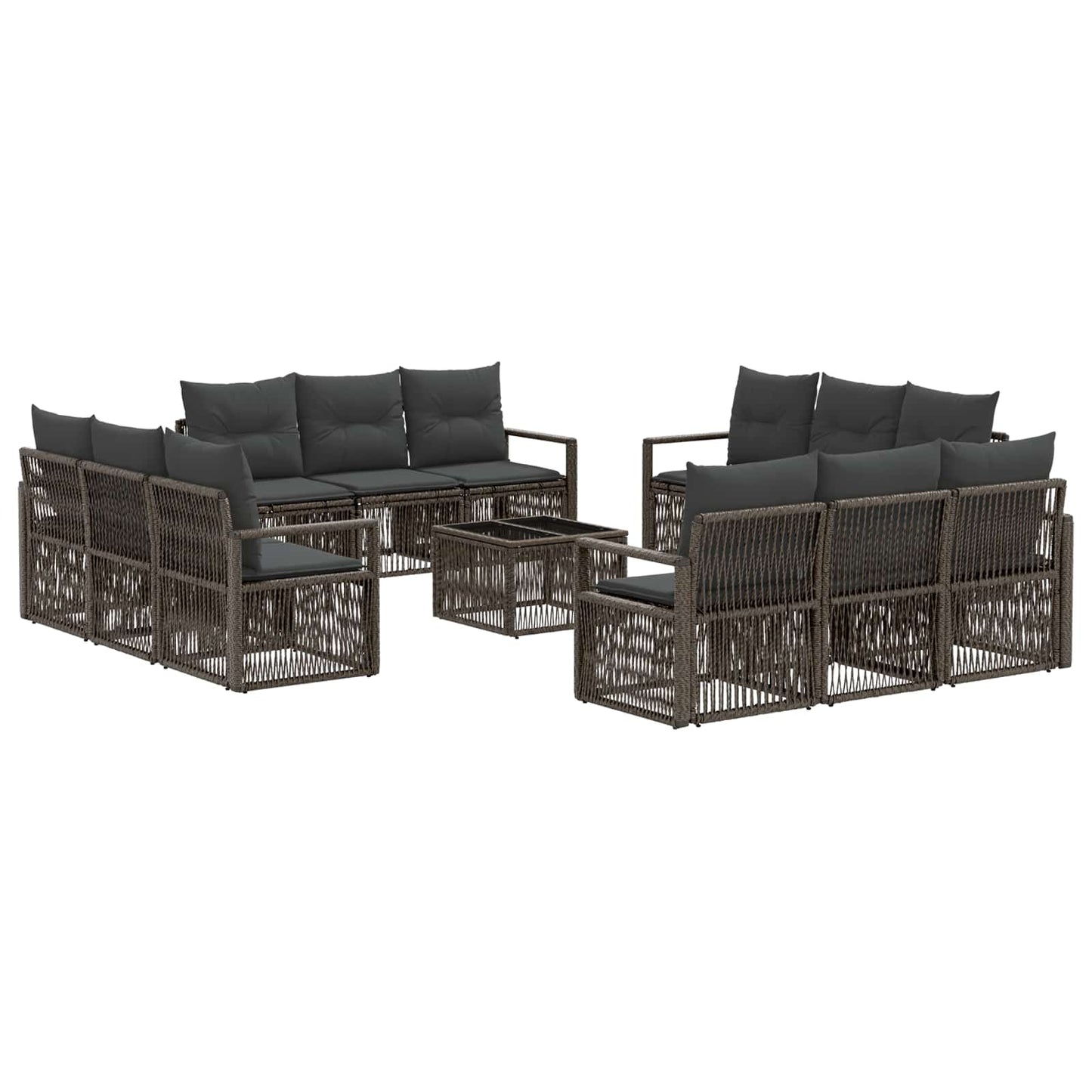 Set Divano da Giardino 13 pcs Grigio polyrattan | homemem39