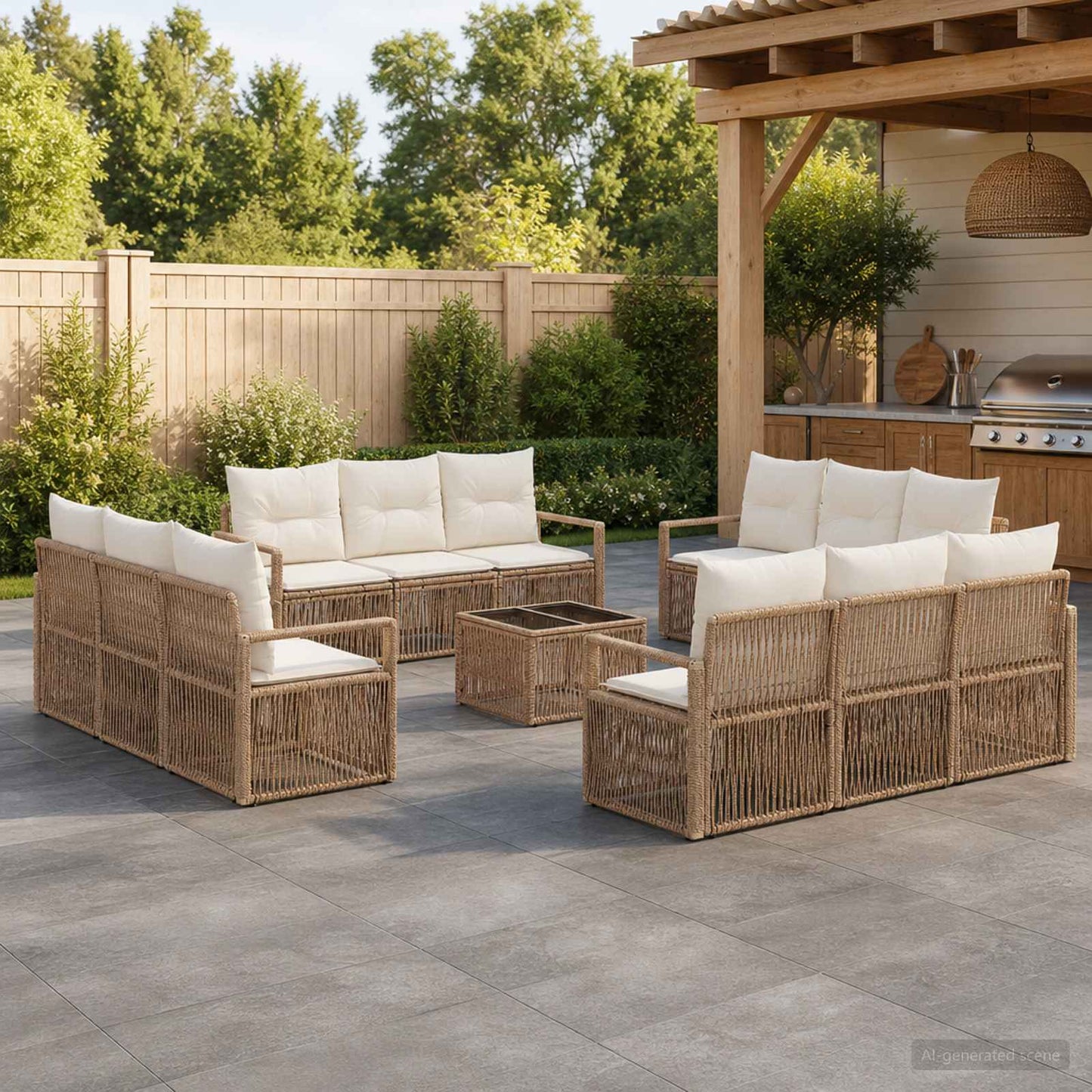 Set Divano da Giardino 13 pcs Beige polyrattan | homemem39