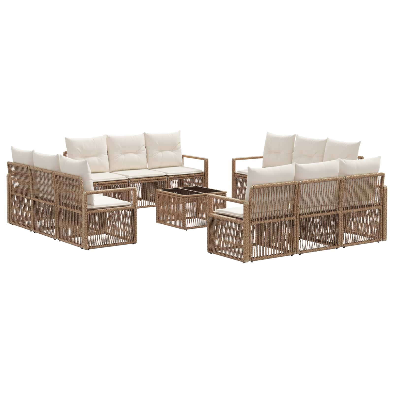 Set Divano da Giardino 13 pcs Beige polyrattan | homemem39
