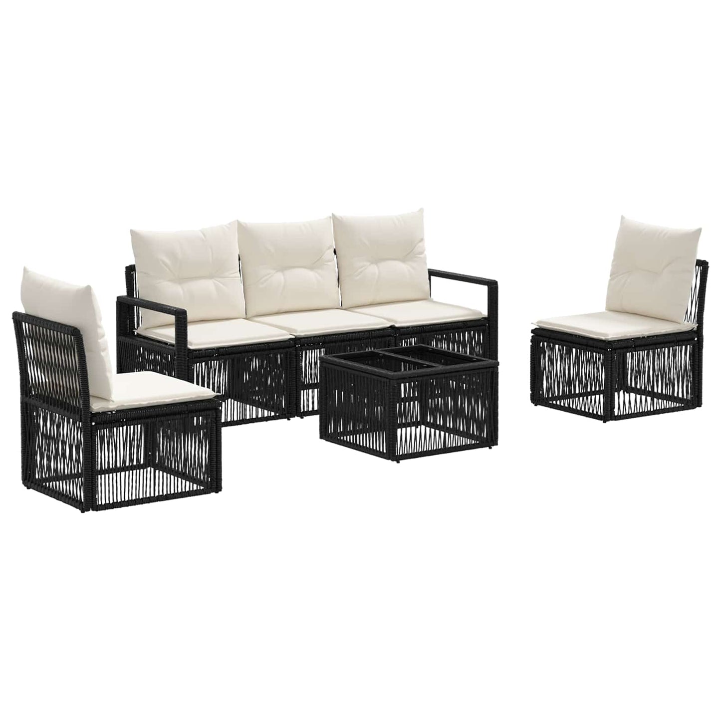 Set Divano da Giardino 6 pcs Nero polyrattan | homemem39