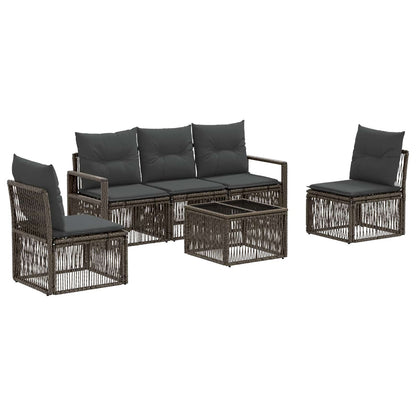 Set Divano da Giardino 6 pcs Grigio polyrattan | homemem39