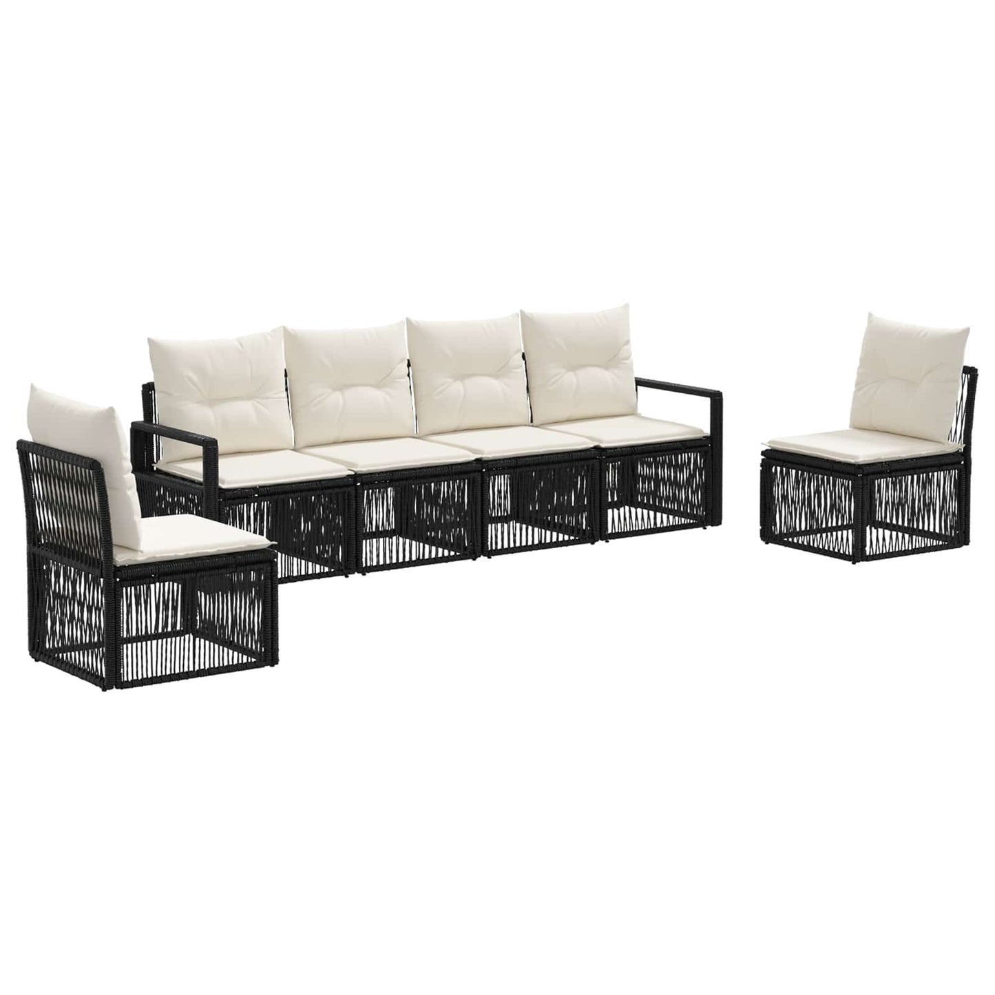 Set Divano da Giardino 6 pcs Nero polyrattan | homemem39