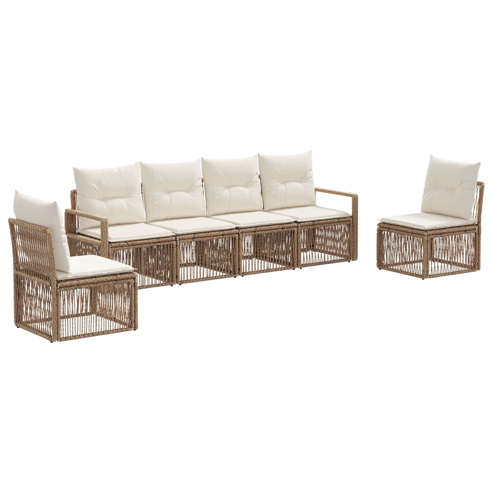 Set Divano da Giardino 6 pcs Beige polyrattan | homemem39