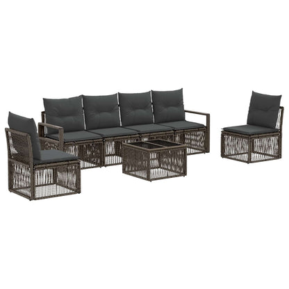 Set Divano da Giardino 7 pcs Grigio polyrattan | homemem39