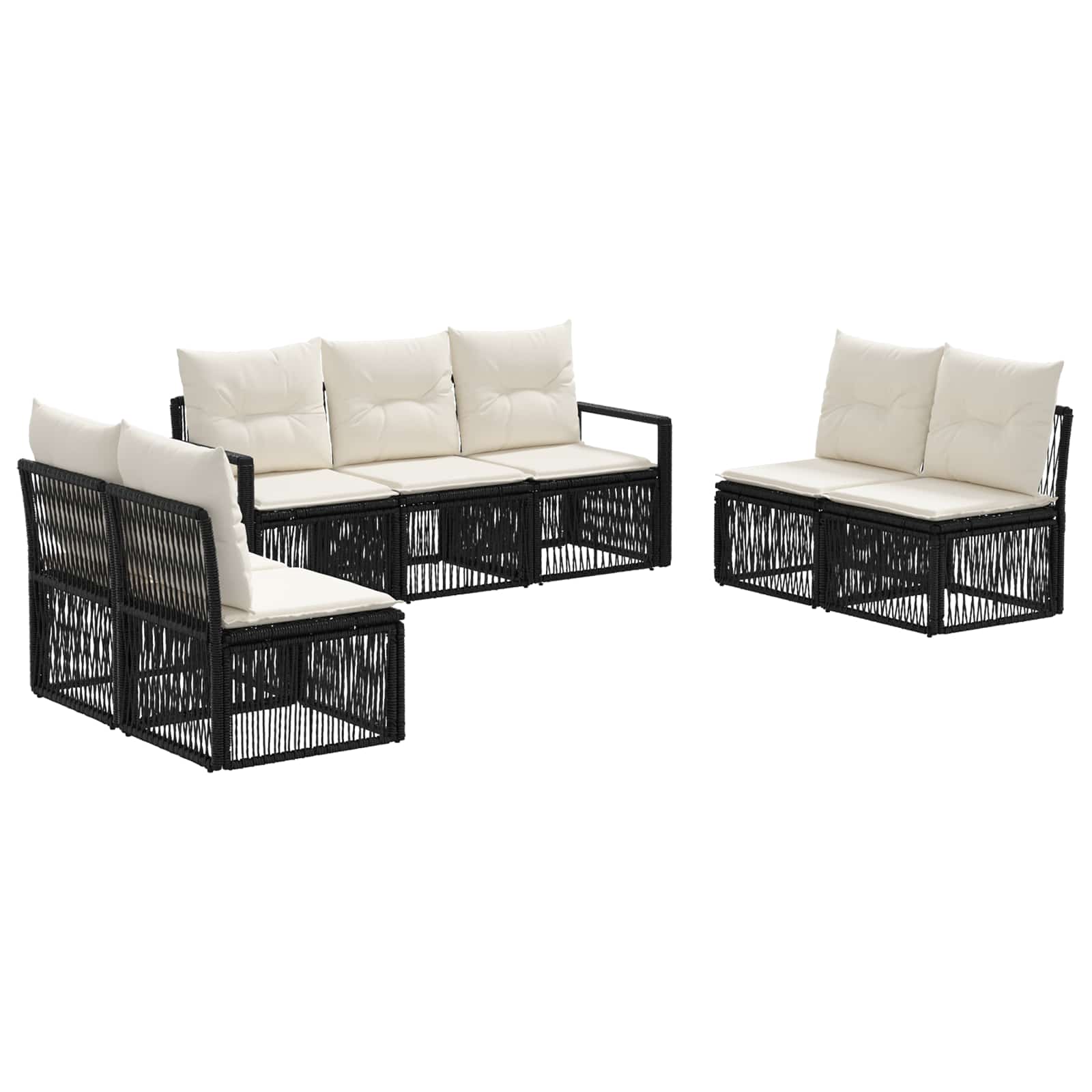 Set Divano da Giardino 7 pcs Nero polyrattan | homemem39