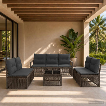Set Divano da Giardino 8 pcs Grigio polyrattan | homemem39