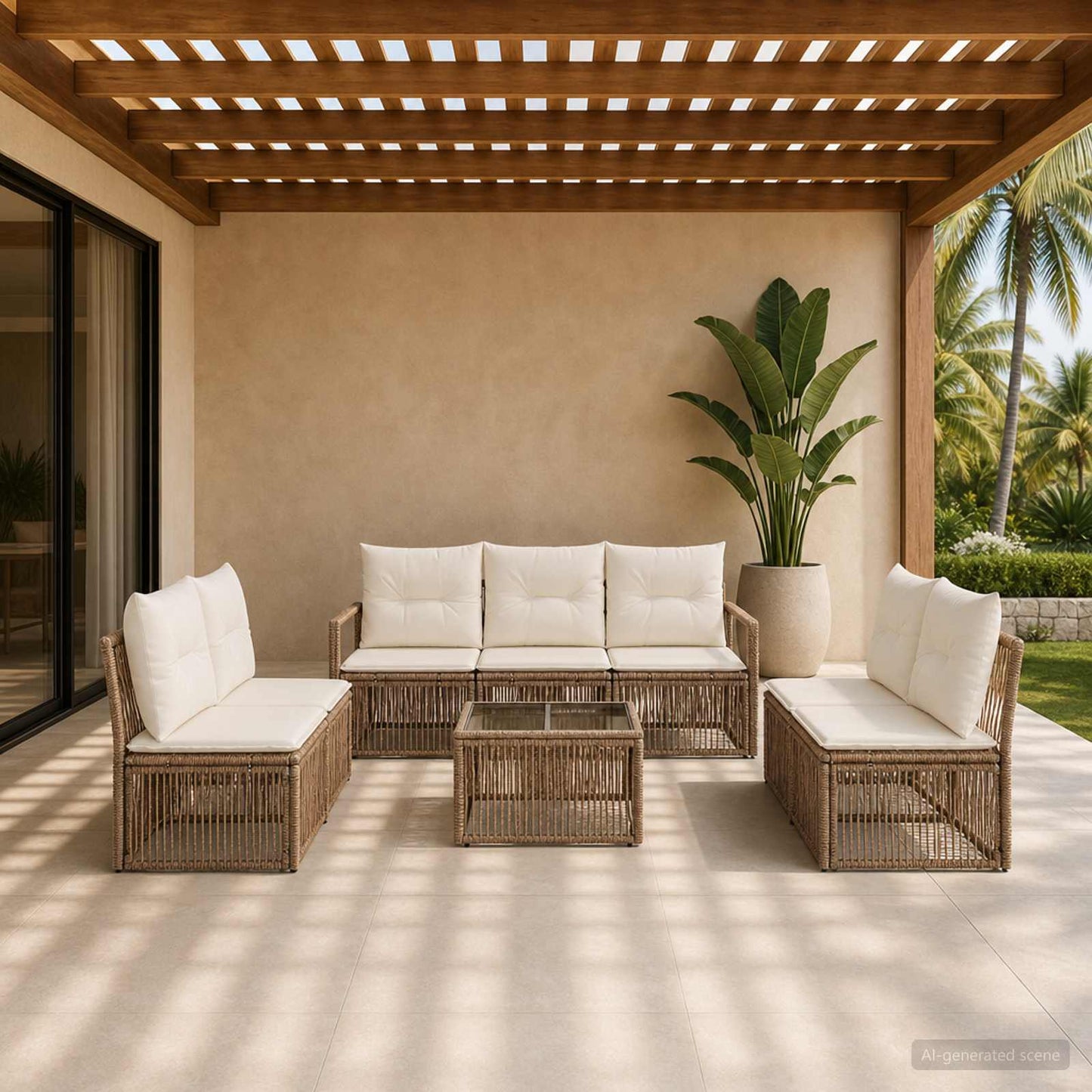 Set Divano da Giardino 8 pcs Beige polyrattan | homemem39