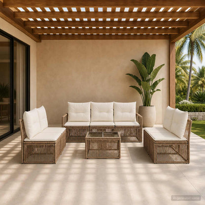 Set Divano da Giardino 8 pcs Beige polyrattan | homemem39