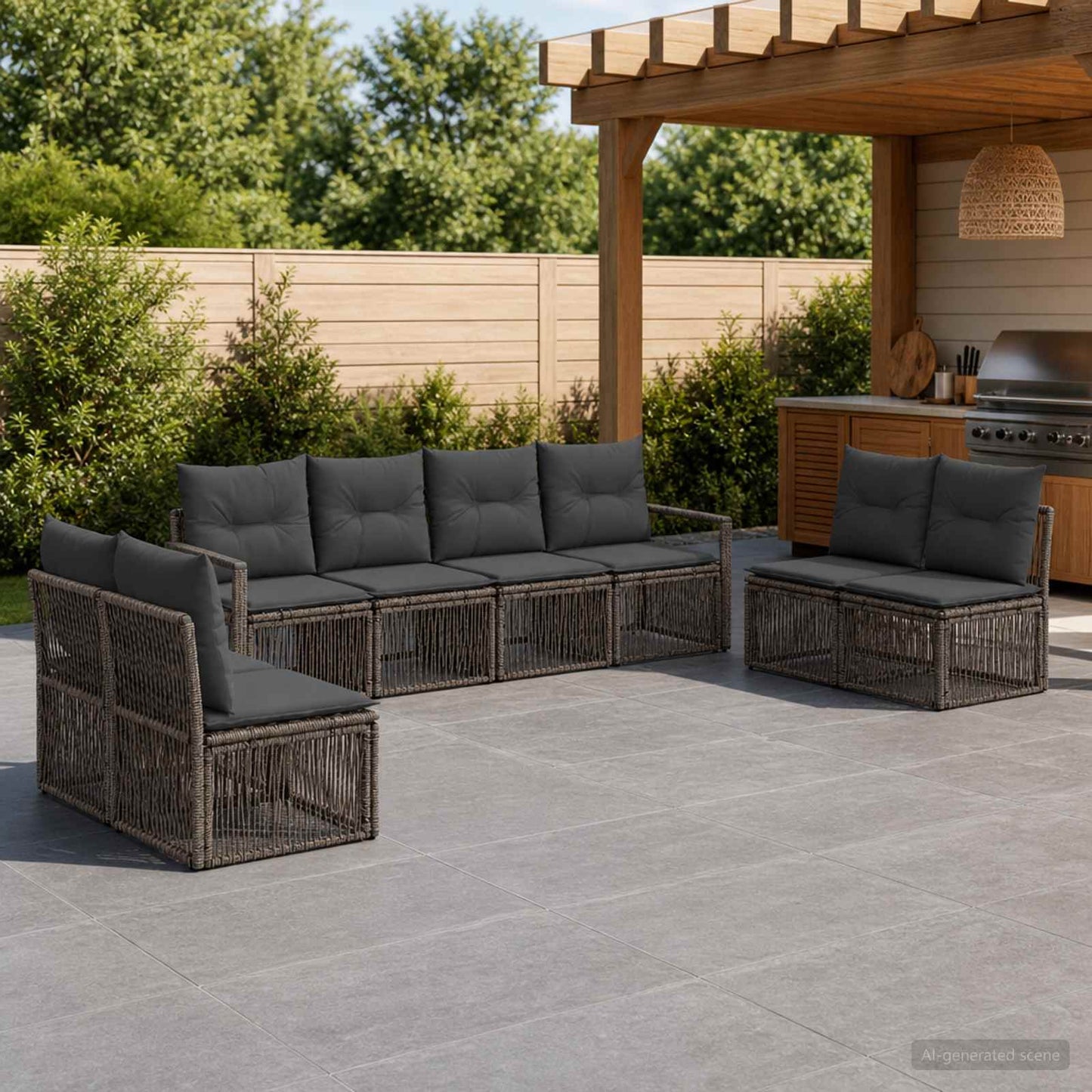 Set Divano da Giardino 8 pcs Grigio polyrattan | homemem39