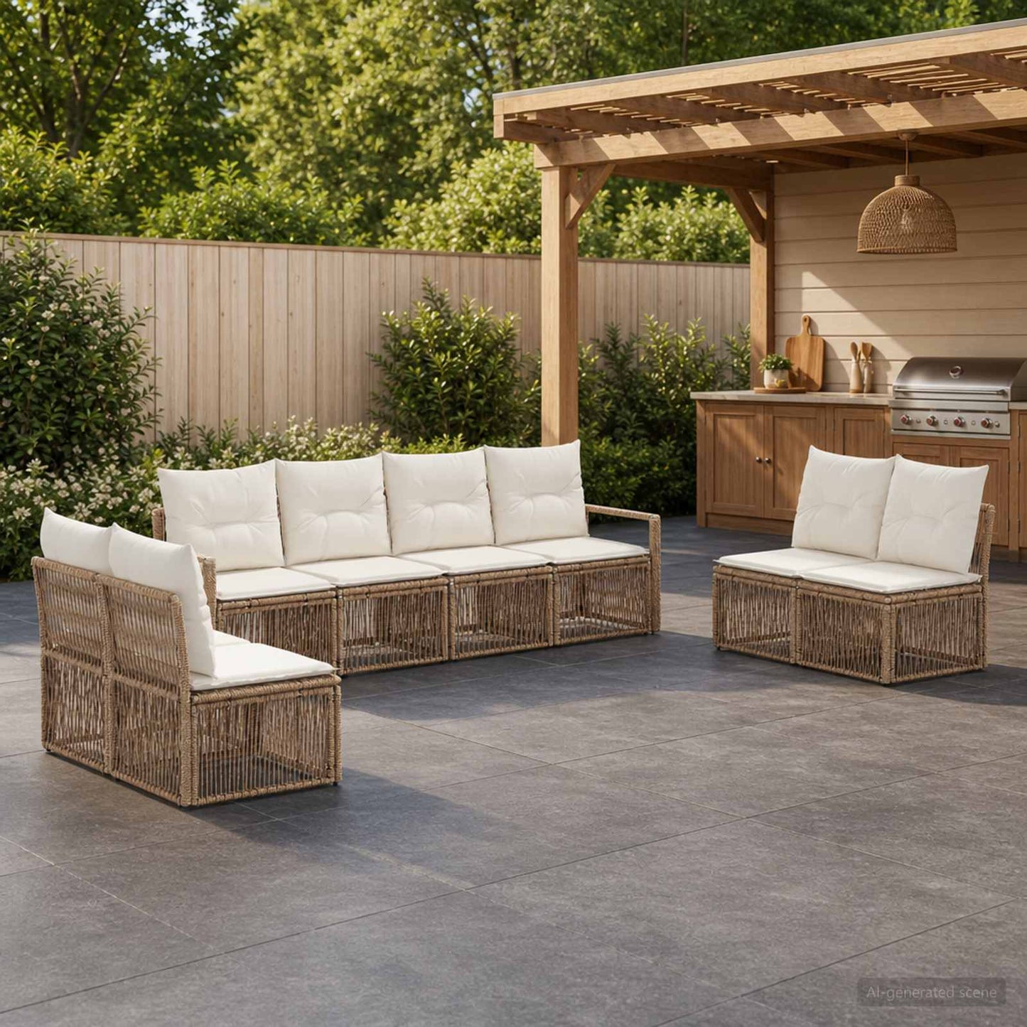 Set Divano da Giardino 8 pcs Beige polyrattan | homemem39