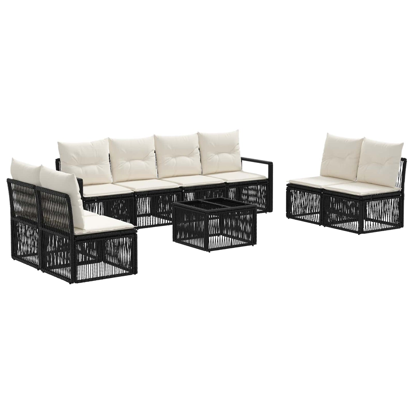 Set Divano da Giardino 9 pcs Nero polyrattan | homemem39