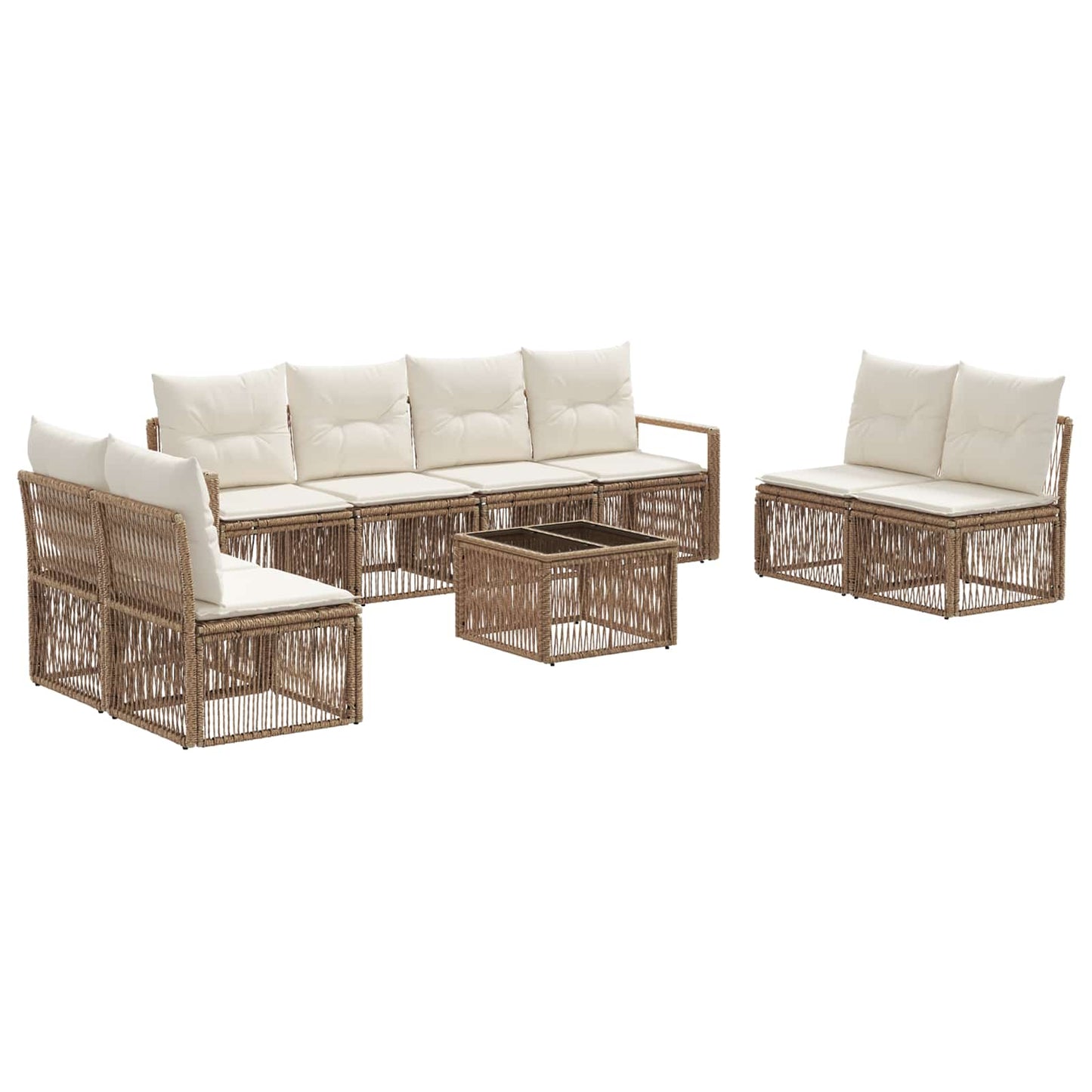 Set Divano da Giardino 9 pcs Beige polyrattan | homemem39