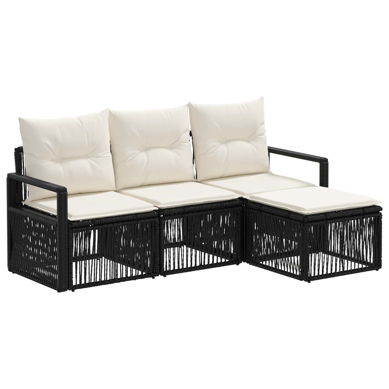 Set Divano da Giardino 4 pcs Nero polyrattan | homemem39