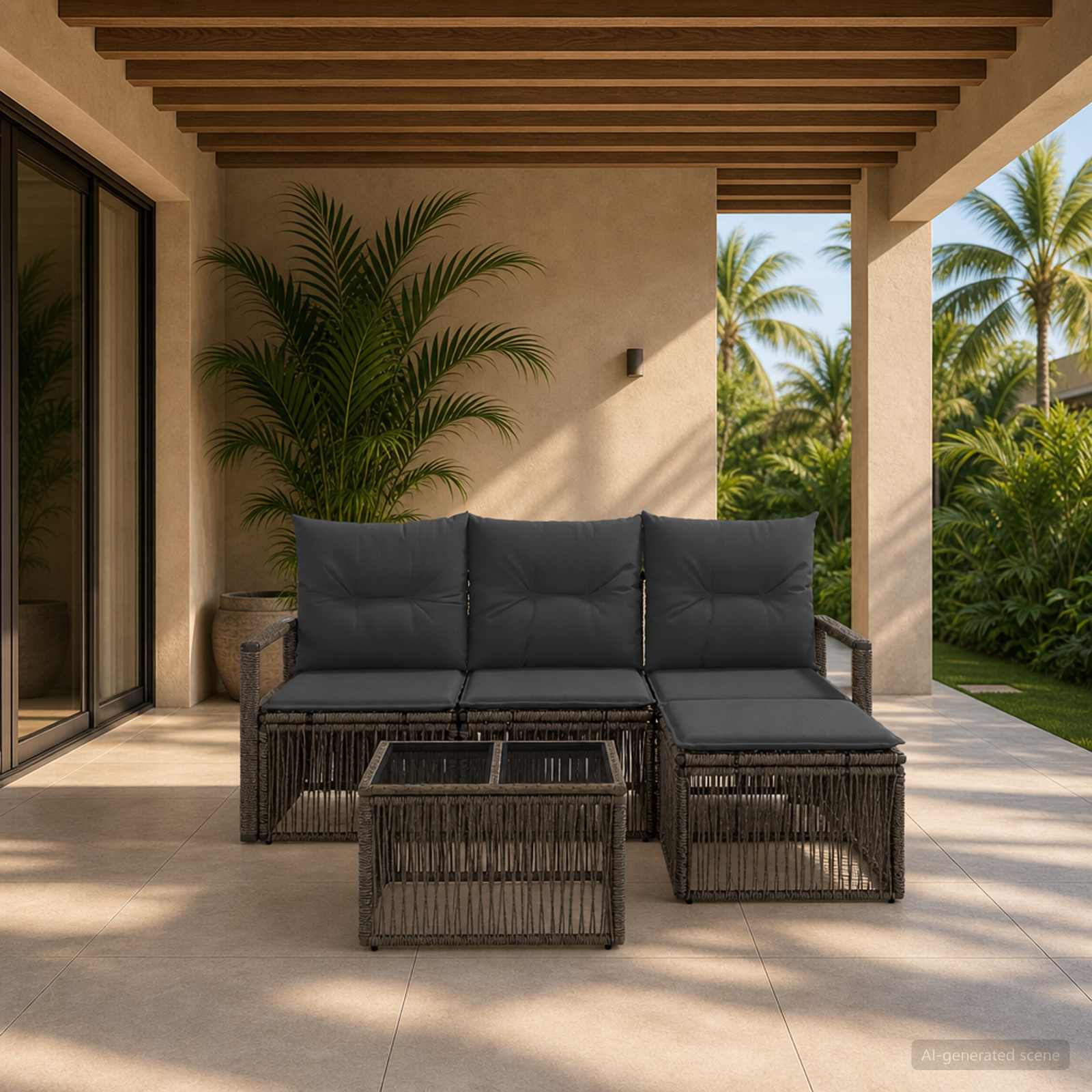 Set Divano da Giardino 5 pcs Grigio polyrattan | homemem39