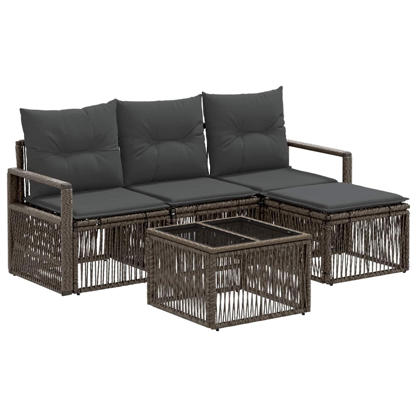 Set Divano da Giardino 5 pcs Grigio polyrattan | homemem39