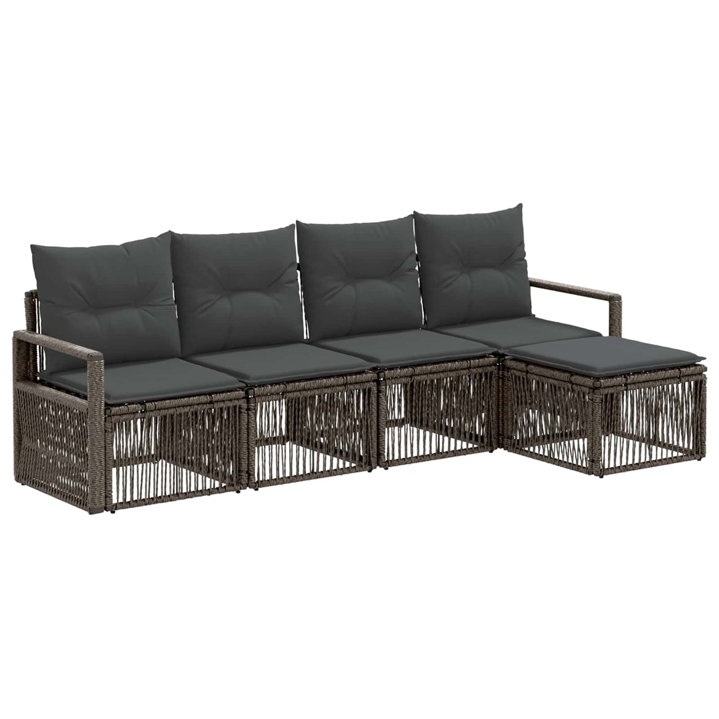 Set Divano da Giardino 4 pcs Grigio polyrattan | homemem39