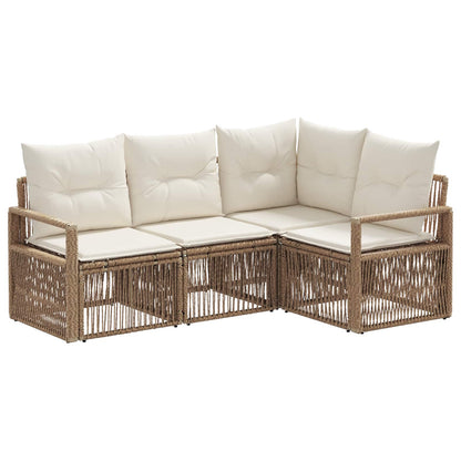Set Divano da Giardino 4 pcs Beige polyrattan | homemem39