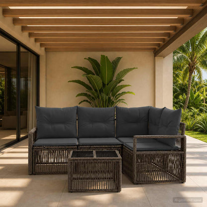 Set Divano da Giardino 5 pcs Grigio polyrattan | homemem39