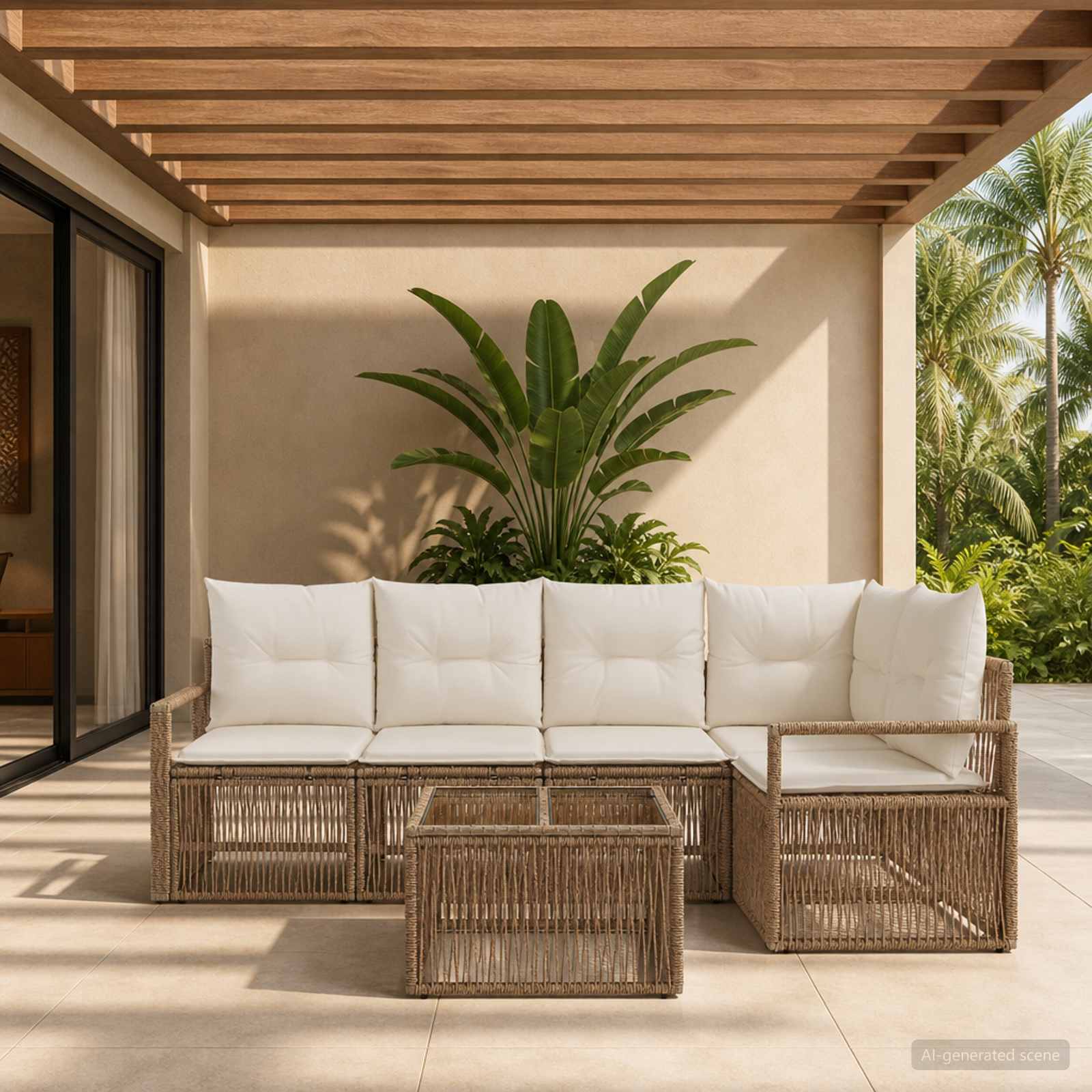 Set Divano da Giardino 5 pcs Beige polyrattan | homemem39