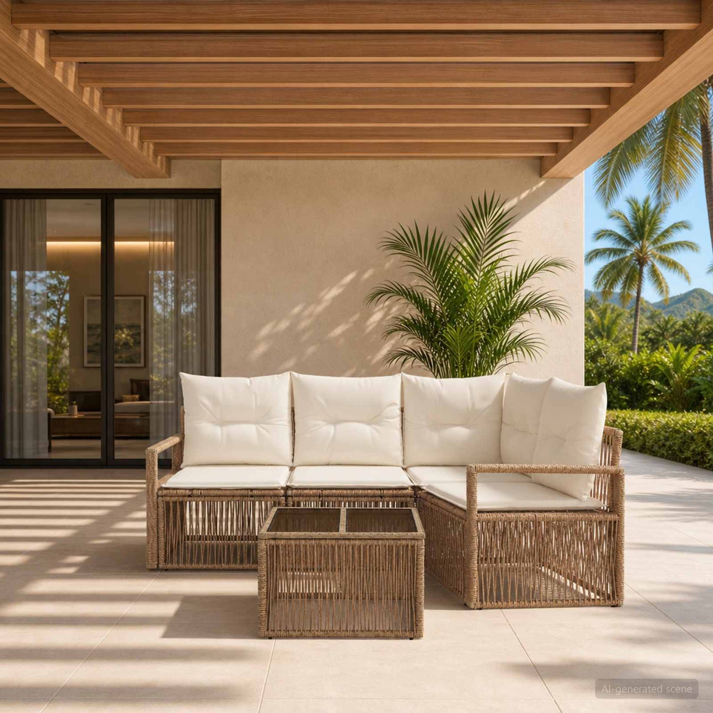 Set Divano da Giardino 5 pcs Beige polyrattan | homemem39