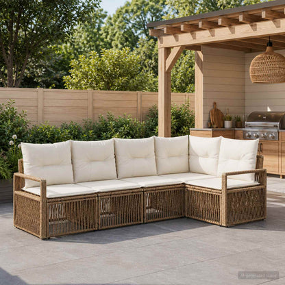 Set Divano da Giardino 5 pcs Beige polyrattan | homemem39