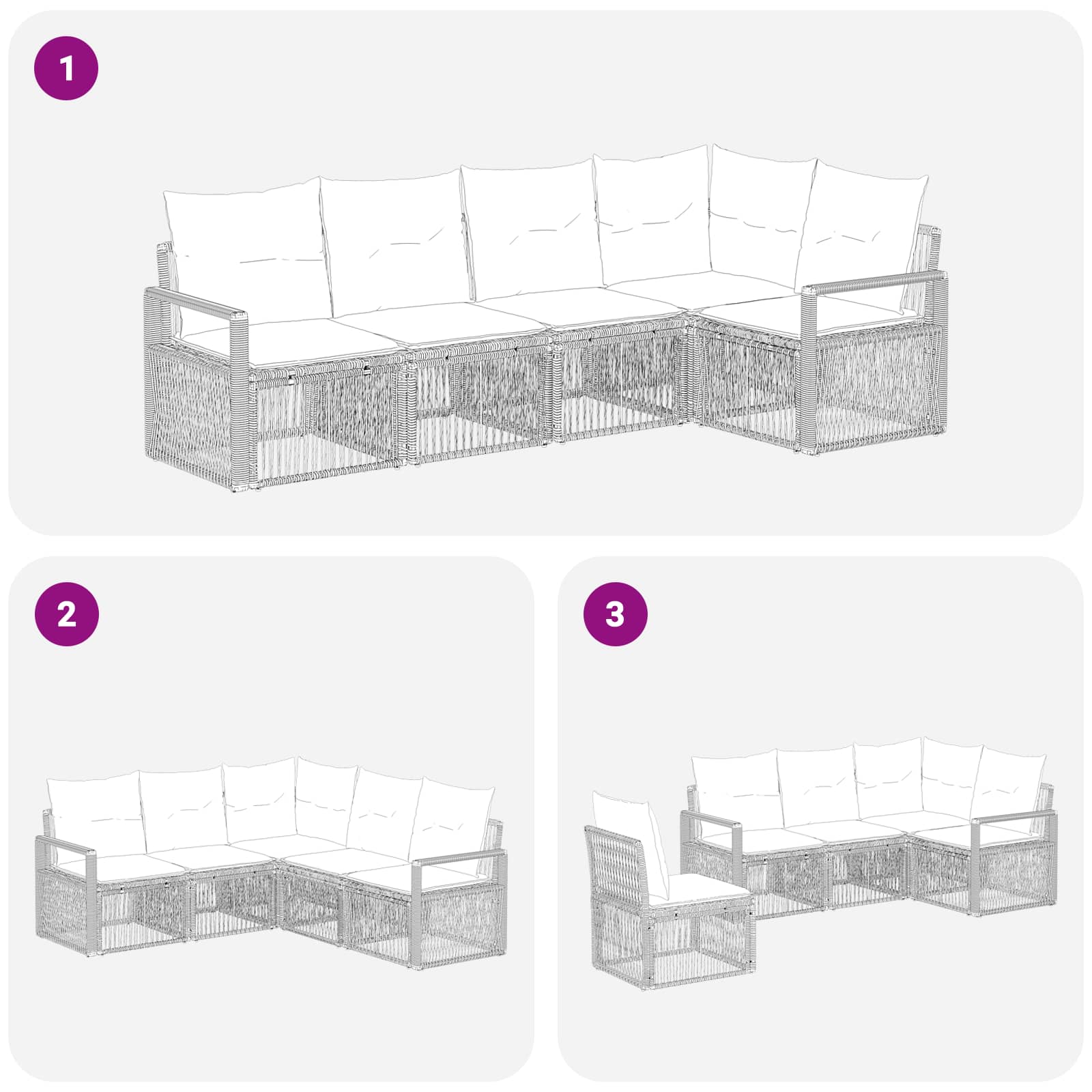 Set Divano da Giardino 5 pcs Beige polyrattan | homemem39