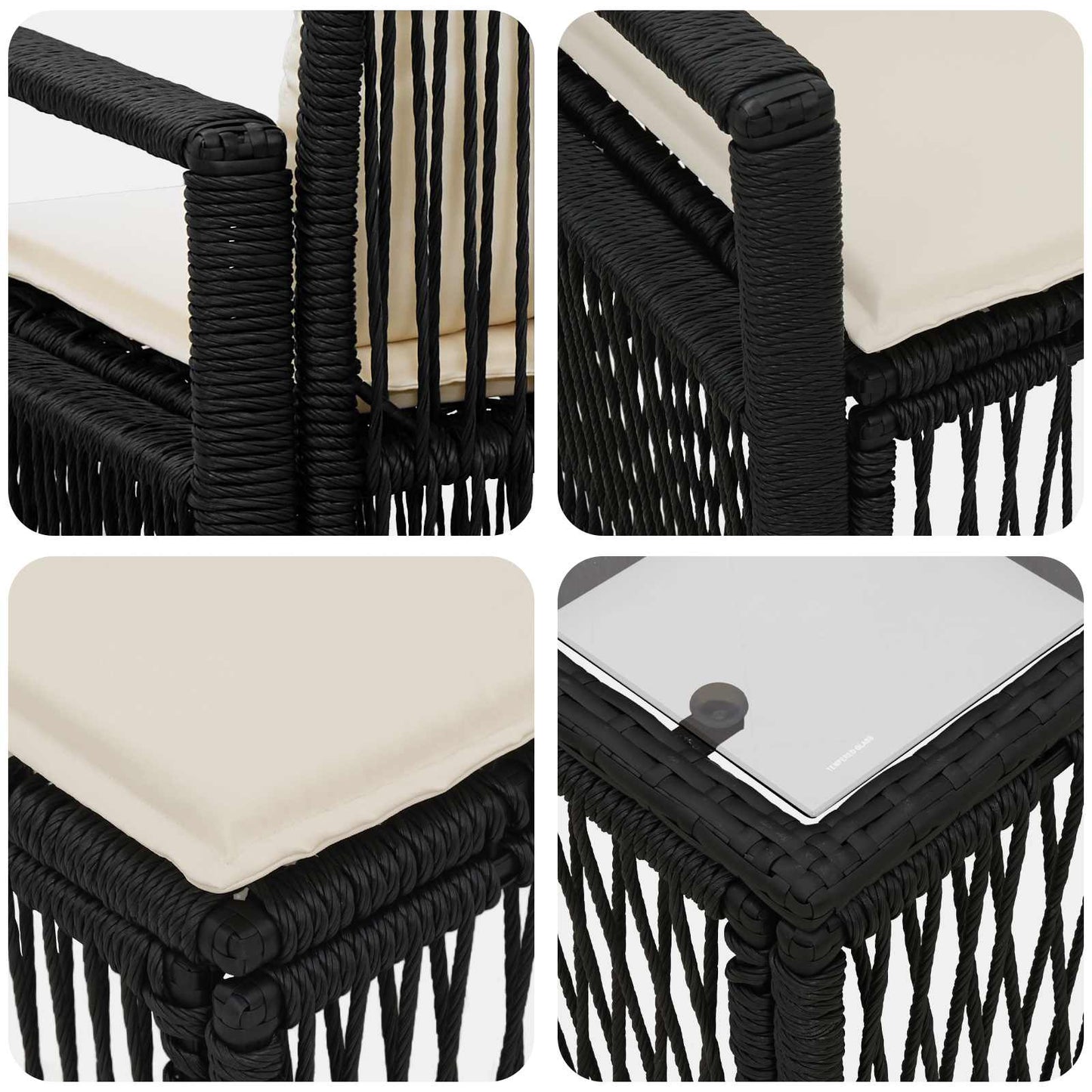 Set Divano da Giardino 6 pcs Nero polyrattan | homemem39