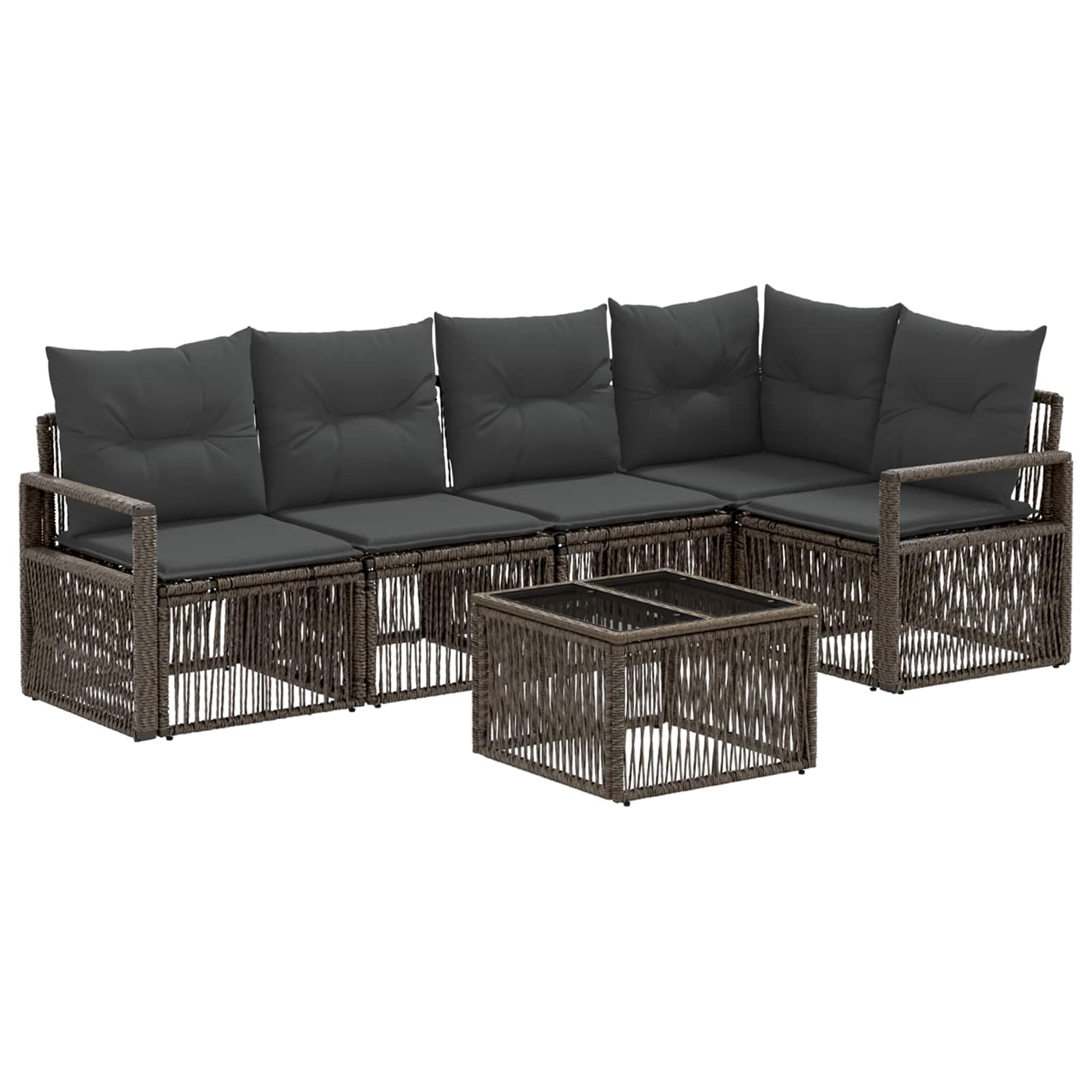 Set Divano da Giardino 6 pcs Grigio polyrattan | homemem39