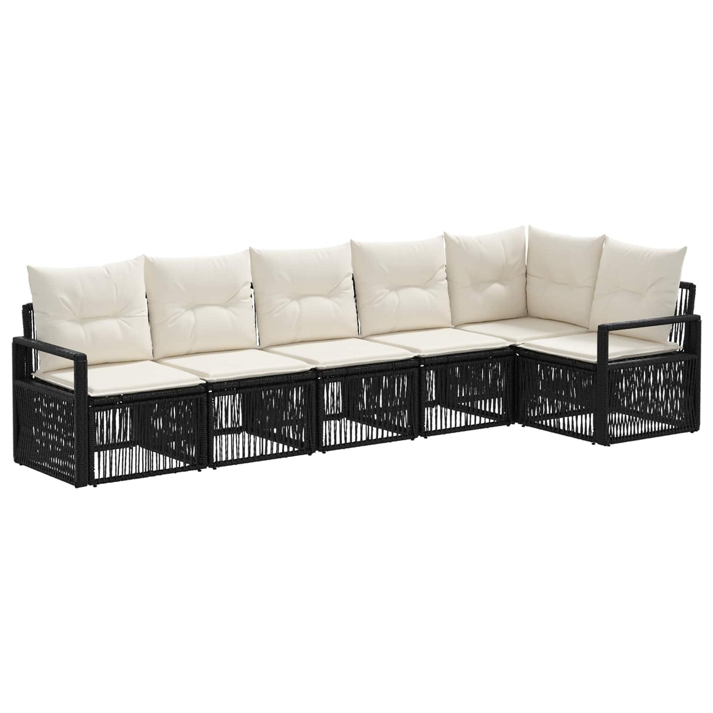 Set Divano da Giardino 6 pcs Nero polyrattan | homemem39