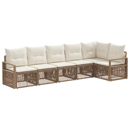 Set Divano da Giardino 6 pcs Beige polyrattan | homemem39
