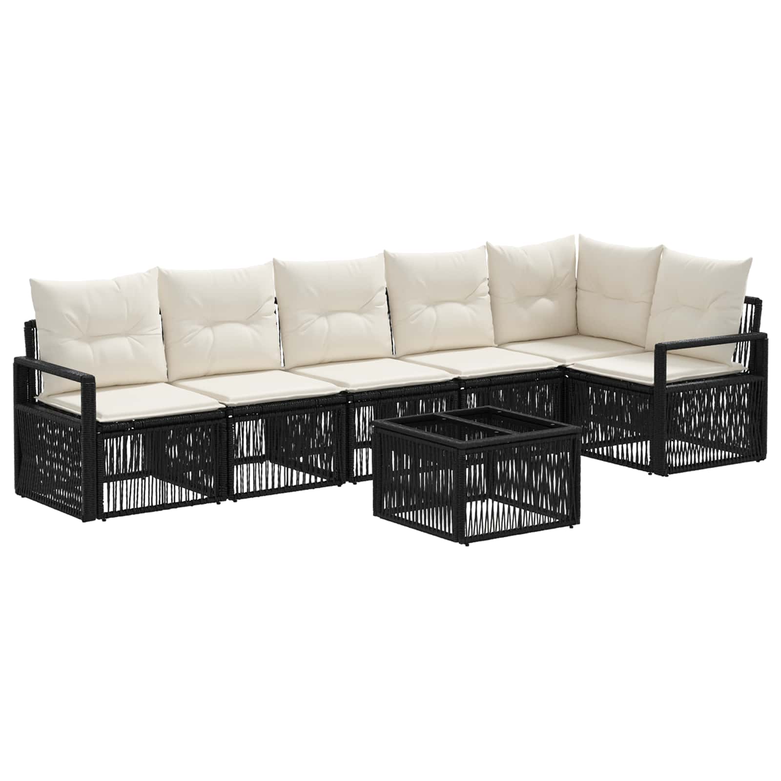 Set Divano da Giardino 7 pcs Nero polyrattan | homemem39